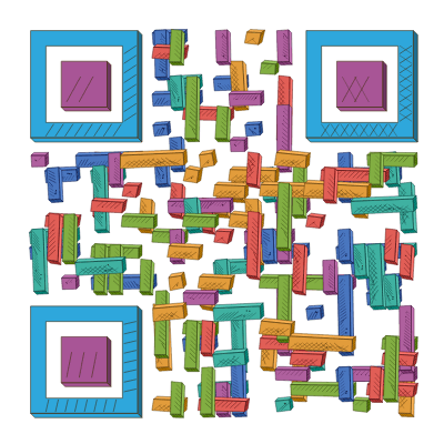 QR code in the comic-bricks preset