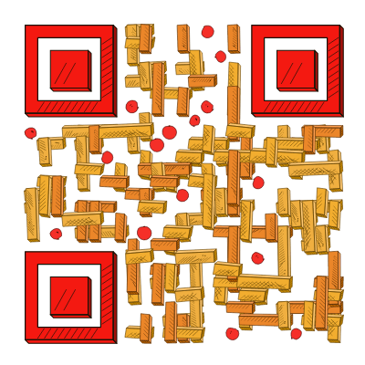 QR code in the comic-fries preset