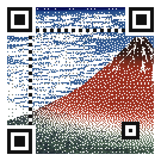 Dithered QR code of Red Fuji in its original colors