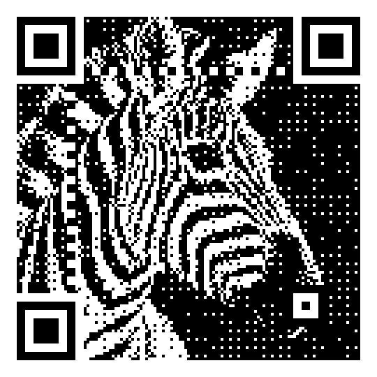 Dithered QR code of a zebra — a high-contrast pattern that reads clearly